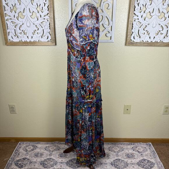 Maeve | Anthropologie Annabella Maxi Dress Boho Tiered Ruffled V-Neck Size 4 - Picture 6 of 11